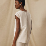 SOMA | Beige Embroidered Cotton-Linen Blouse