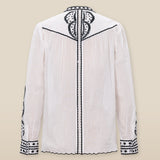 ALINE | White Embroidery Detail Cotton Blouse