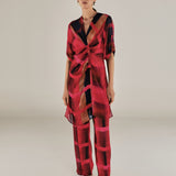 ESHANA | Fuchsia Pink Long Gathered Blouse