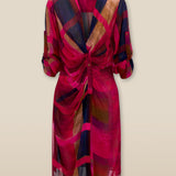 ESHANA | Fuchsia Pink Long Gathered Blouse