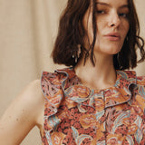 IRAMA | Terracotta Multi Liberty Floral Cotton Blouse