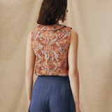 IRAMA | Terracotta Multi Liberty Floral Cotton Blouse