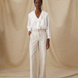 KAEYA | White Embroidered Cotton Ruffle Blouse