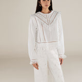 ZOYA | White Embroidery Detail Cotton Blouse