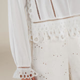 ZOYA | White Embroidery Detail Cotton Blouse