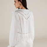 ZOYA | White Embroidery Detail Cotton Blouse