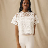 MONISHA | Ivory Floral Embroidered Blouse