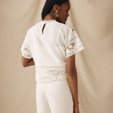 MONISHA | Ivory Floral Embroidered Blouse
