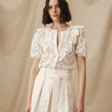 LILI | Ecru Broderie Anglaise Ruffle Blouse