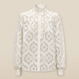 LULU | Ecru Embroidery Cotton Blouse