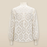 LULU | Ecru Embroidery Cotton Blouse