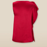 LETIZIA | Crimson Red Asymmetric Silk Top