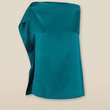 LETIZIA | Emerald Green Asymmetric Silk Top