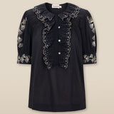 WENDY | Blusa negra de algodón con bordado