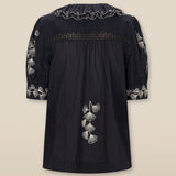 WENDY | Blusa negra de algodón con bordado