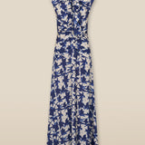 SAACHI | Vestido largo con volantes estampado azul