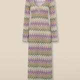 KONA | Multicolour Pointelle Chevron Knit Midi Dress