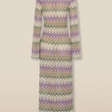 KONA | Multicolour Pointelle Chevron Knit Midi Dress