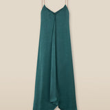 ELSIE | Peacock Green Satin Strap Midi Dress
