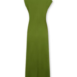 ALLIE | Vestido midi verde fruncido de algodón