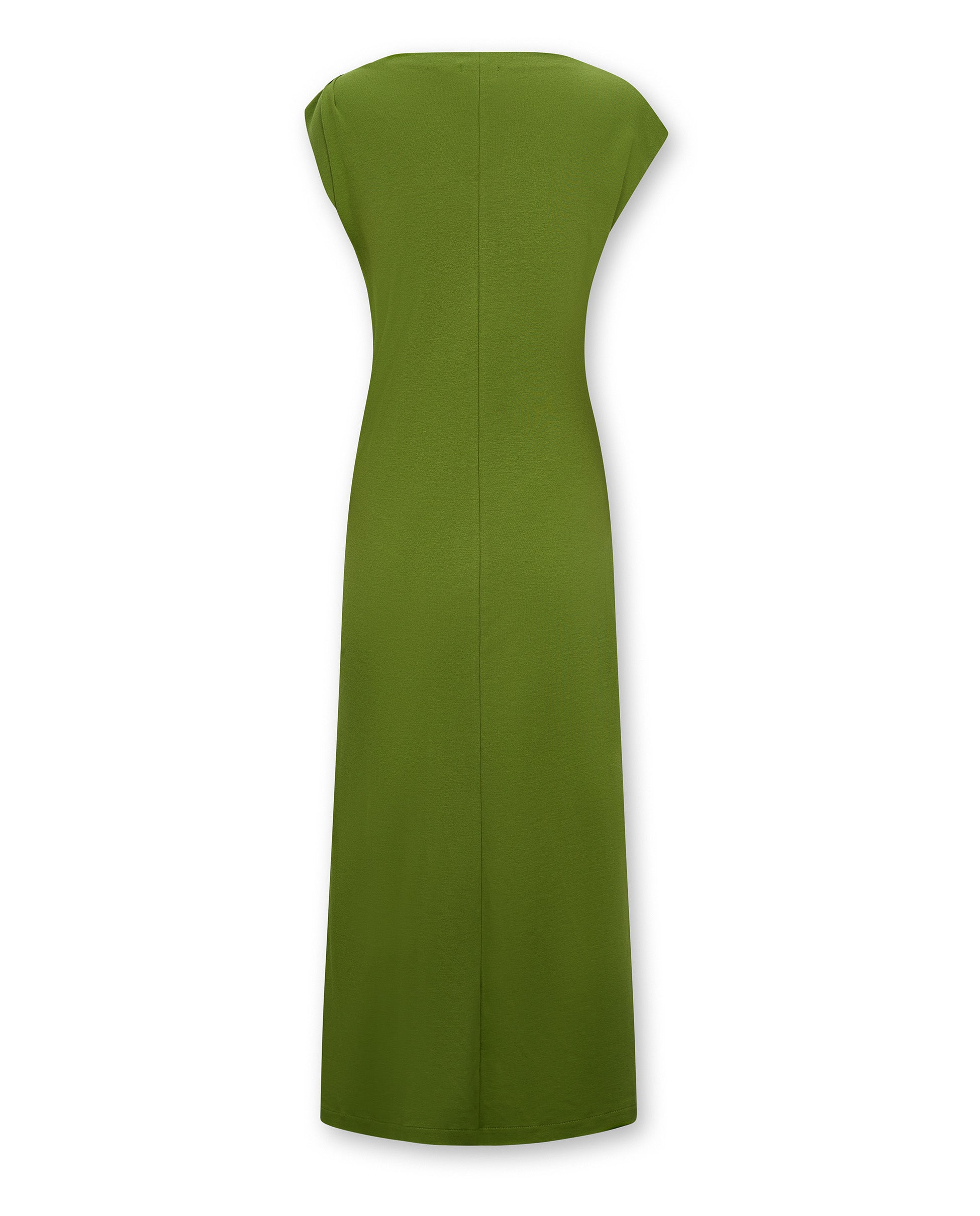 ALLIE | Green Ruched Fitted Cotton Midi Dress MAKSU ALLIE | Green Ruched Fitted Cotton Midi Dress MAKSU