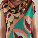 EMBER | Multicoloured Geometric Print Satin Midi Dress