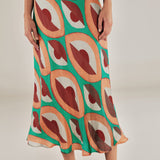 EMBER | Multicoloured Geometric Print Satin Midi Dress