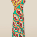 EMBER | Multicoloured Geometric Print Satin Midi Dress