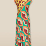 EMBER | Multicoloured Geometric Print Satin Midi Dress