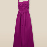 LUCILA | Fuchsia Pink Tie Front Cotton Midi Dress