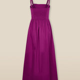 LUCILA | Fuchsia Pink Tie Front Cotton Midi Dress