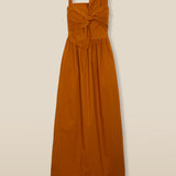 LUCILA | Burnt Orange Tie Front Cotton Midi Dress
