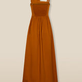 LUCILA | Burnt Orange Tie Front Cotton Midi Dress
