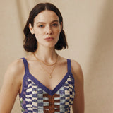 MORINAL | Vestido midi de algodón con estampado geométrico y cintura baja