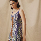 MORINAL | Vestido midi de algodón con estampado geométrico y cintura baja