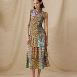CHARITA | Multicolour Botanical Print Cotton Midi Dress