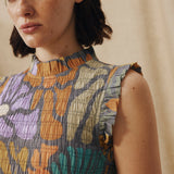 CHARITA | Multicolour Botanical Print Cotton Midi Dress