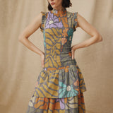 CHARITA | Multicolour Botanical Print Cotton Midi Dress