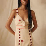 CHANDANI | Beige Embroidered Cotton-Linen Midi Dress