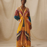 RIO | Sunset Gold Multi Hand-Embroidered Midi Dress