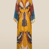 RIO | Sunset Gold Multi Hand-Embroidered Midi Dress