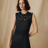 PAMPITA | Vestido largo con detalle bordado negro