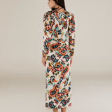 SALENA | Cream Multi Ruche Detail Fitted Midi Dress