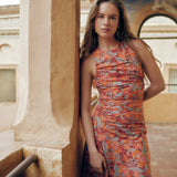 IRAMA | Vestido midi de algodón con estampado Liberty en color terracota
