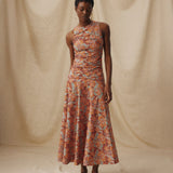 IRAMA | Vestido midi de algodón con estampado Liberty en color terracota