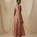 IRAMA | Vestido midi de algodón con estampado Liberty en color terracota