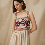 NEESHA | Stone Bohemian Embroidered Midi Dress