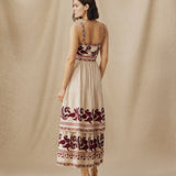 NEESHA | Stone Bohemian Embroidered Midi Dress