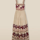NEESHA | Stone Bohemian Embroidered Midi Dress