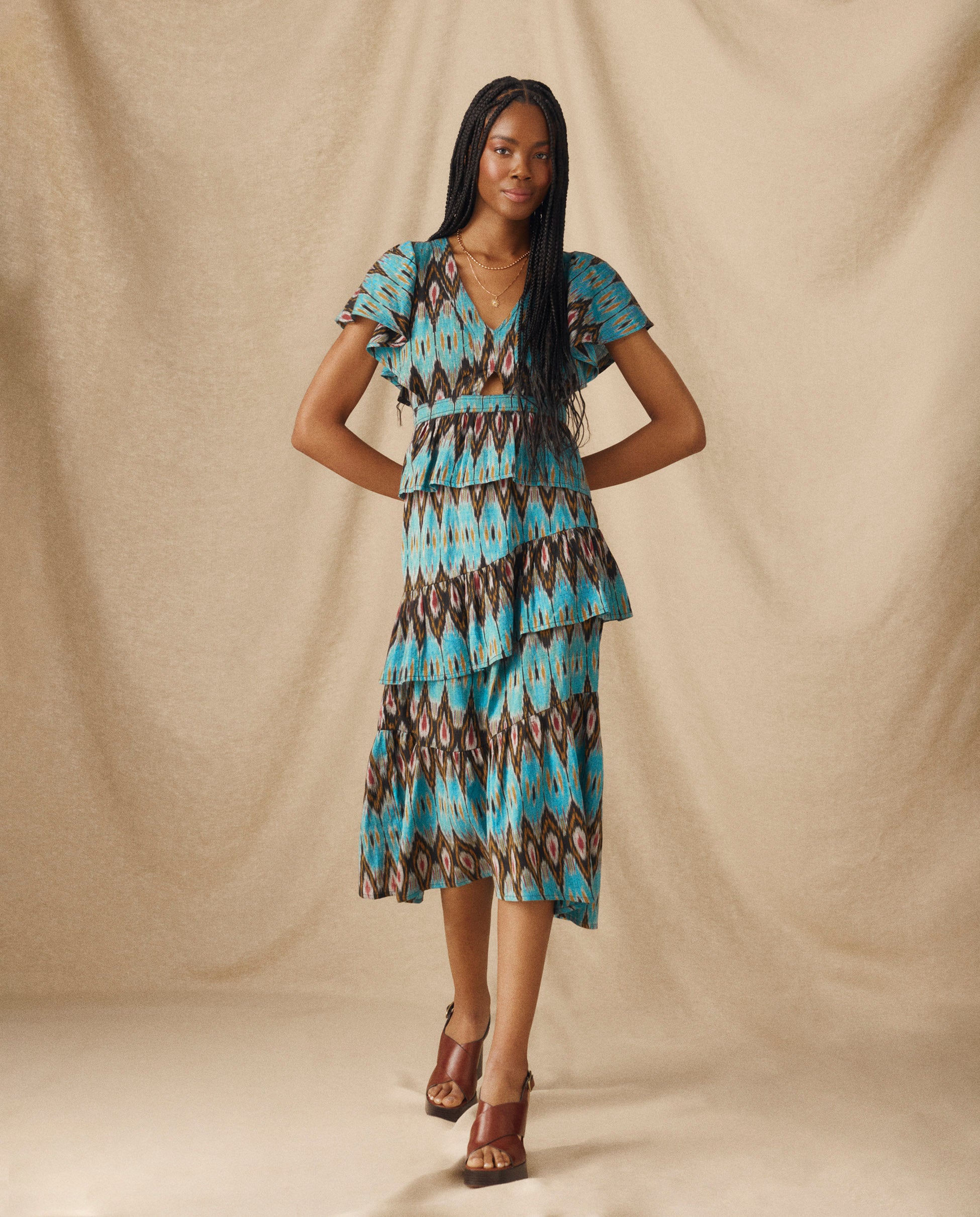 turquoise midi dress Women's Dreams Of Us Dress, 30% Linen Lining Tara Midi Dress Turquoise Blue